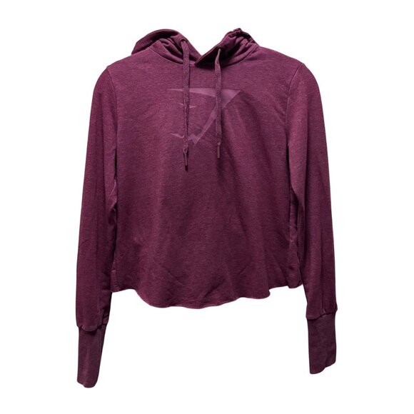 Gymshark Cross Back Hooded Cropped Sweatshirt Size XS Deep Plum - Picture 3 of 7